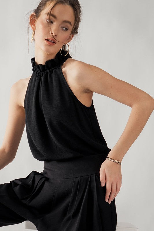 Elise Ruffle Neck Halter Top
