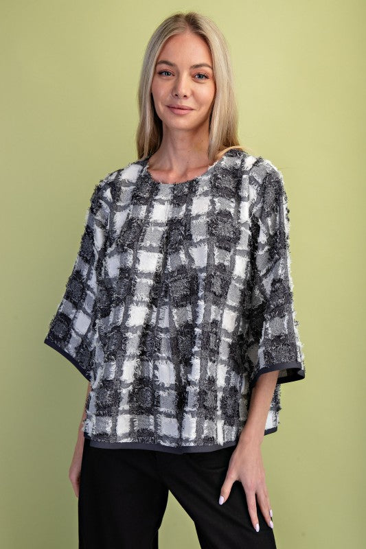 Chrissy Textured Checkered Top