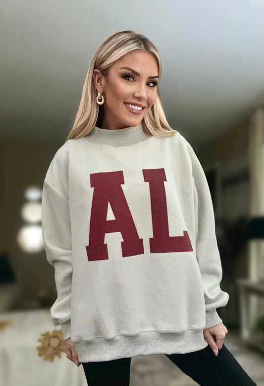 AL & Alabama Print Reversible Mockneck