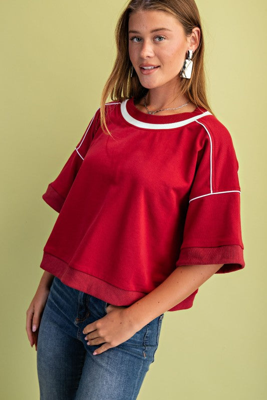 Crimson & White Short Sleeve Sweatshirt