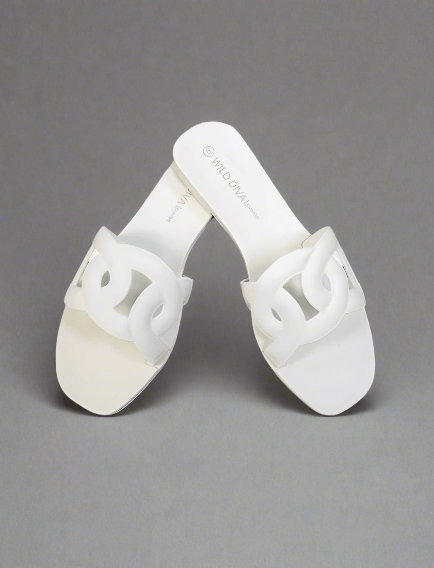 Jazzy Linking Loop Slide Sandals (white)