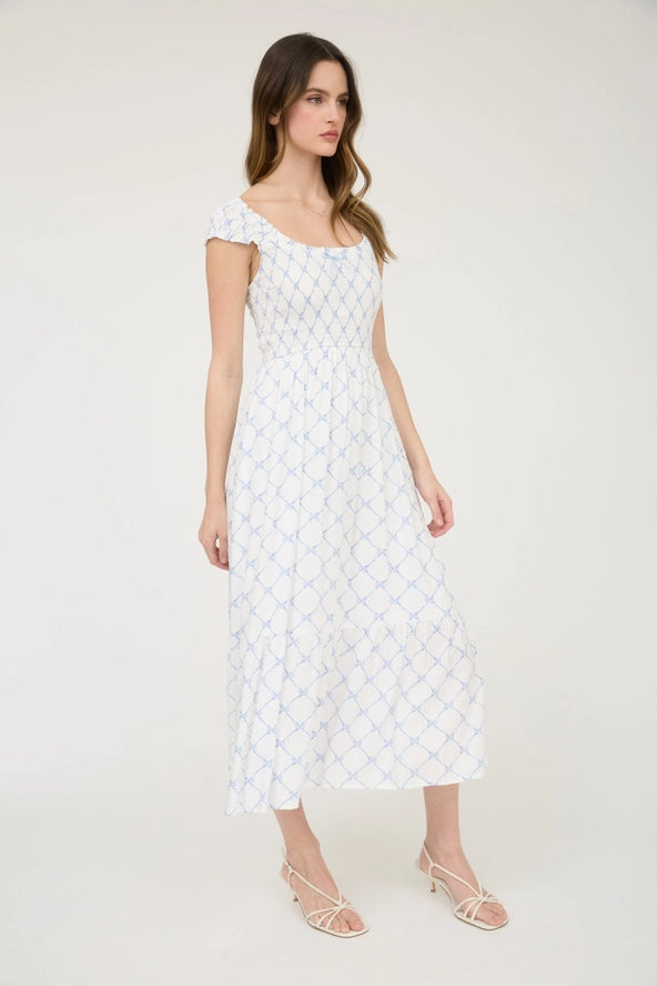 Sophia Blue Bow Maxi Dress