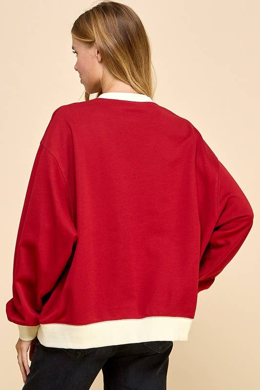 Bama Wins Oversized Contrast Rib Band Sweatershirt