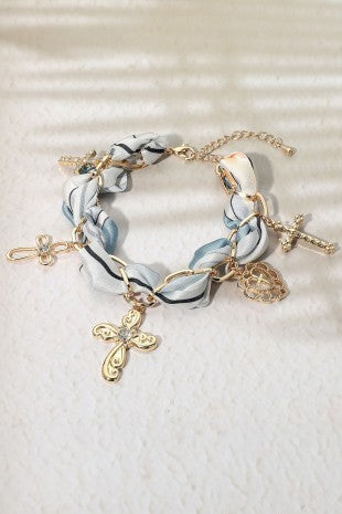 Cross Charm Scarf Bracelet