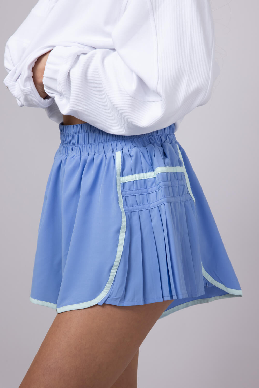 Simply Southern Side Pleated Shorts for Women in Pool Blue