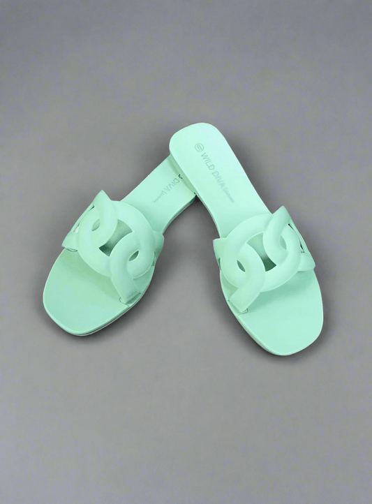 Jazzy Linking Loop Slide Sandals (Green)