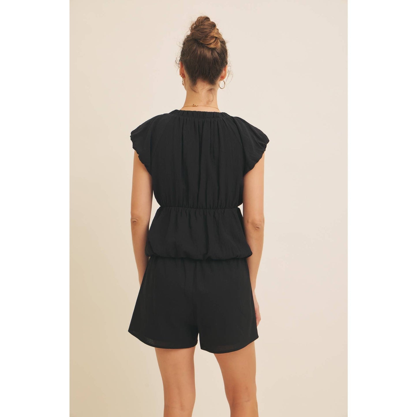 Elastic Waistband Linen Shorts With Embroidery