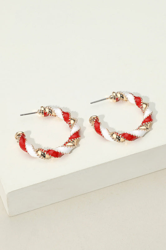 Gameday twisted hoop earrings Red/White