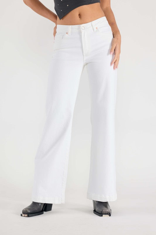 The Essential High Rise Wide Leg Jean (White)