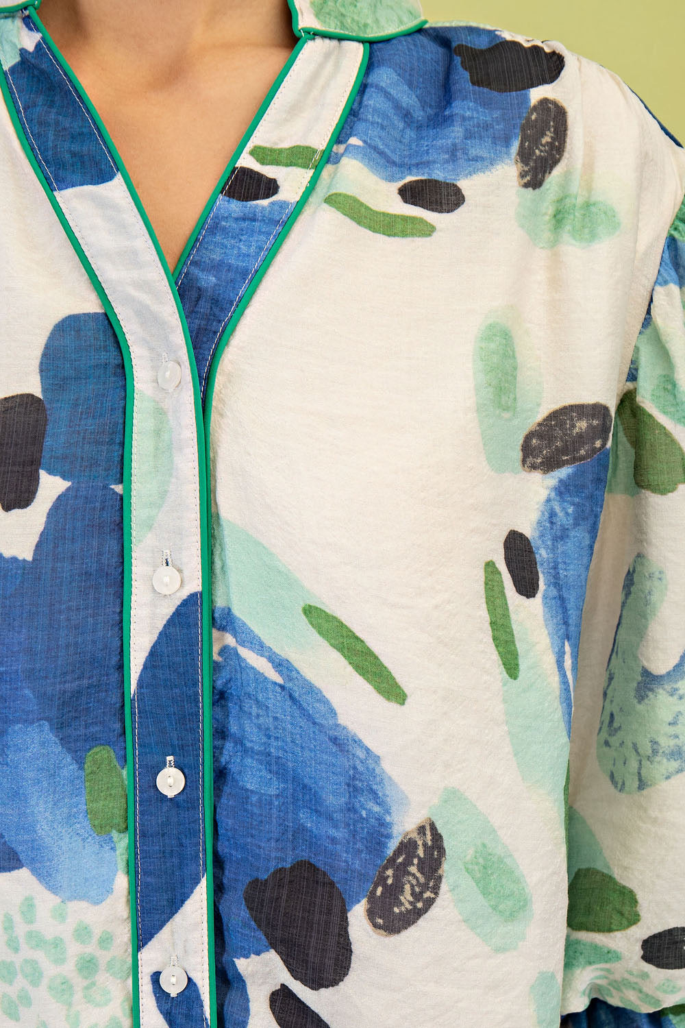 Kinsey Watercolor Button Up Top Royal/Mint