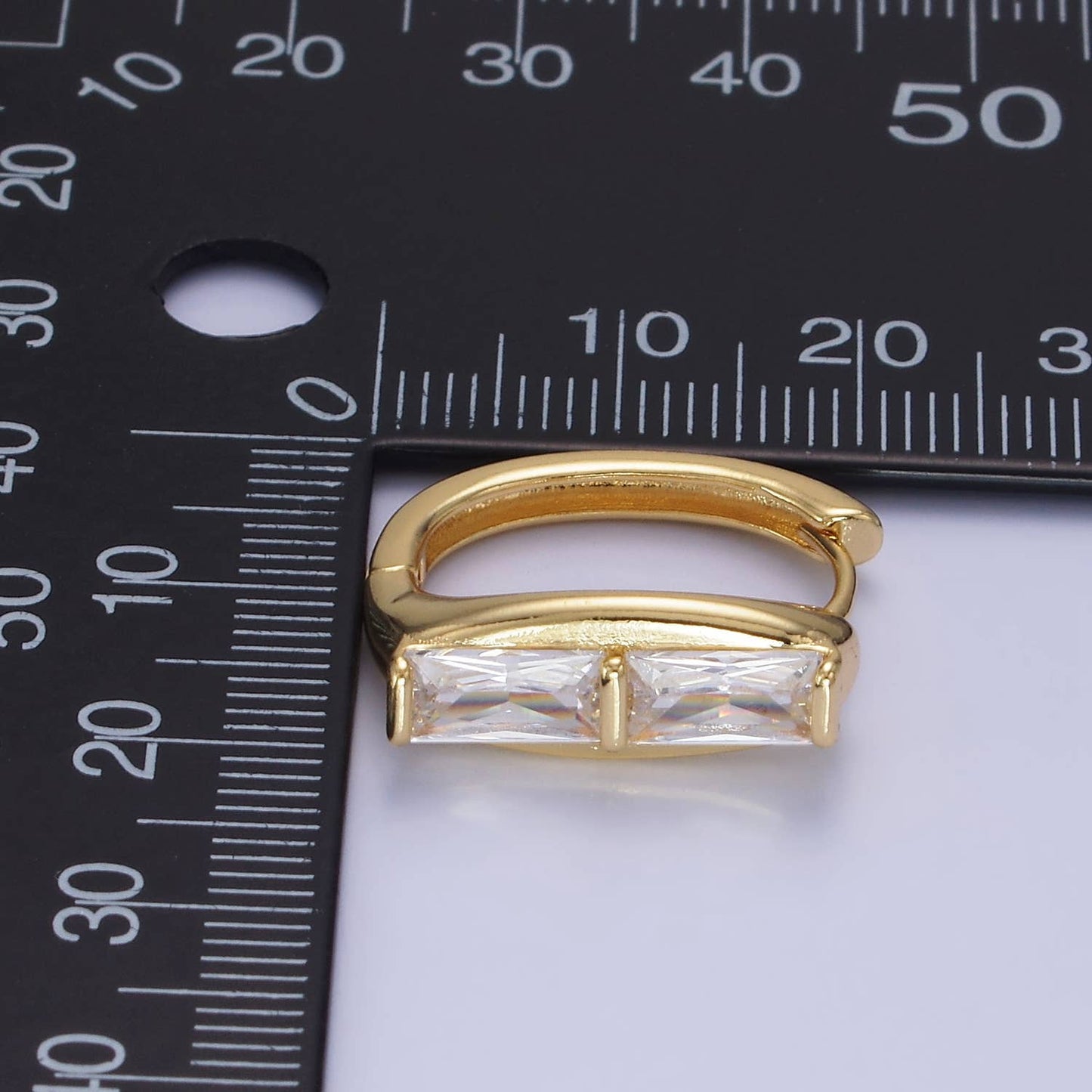 14K Gold Filled Double Baguette Earrings