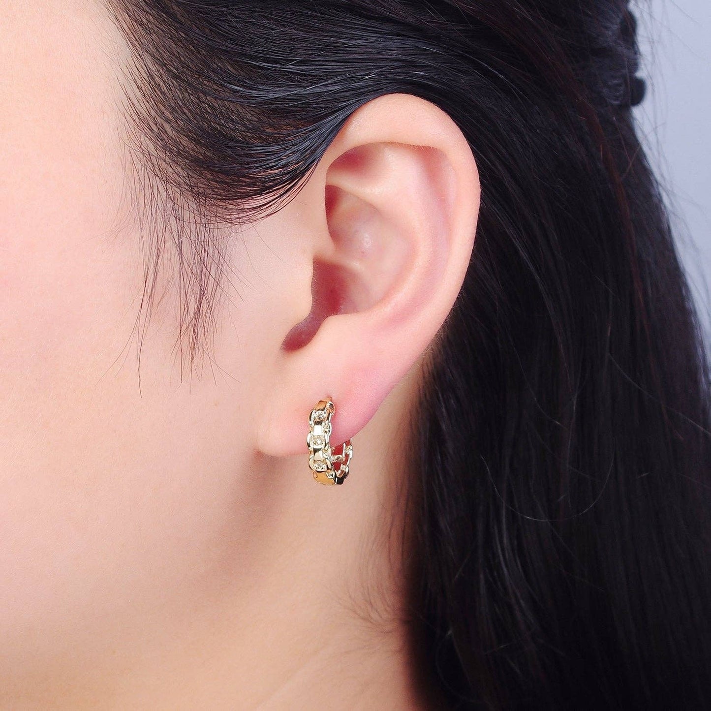 14K Gold Filled Braided Chain Hoop Earrings