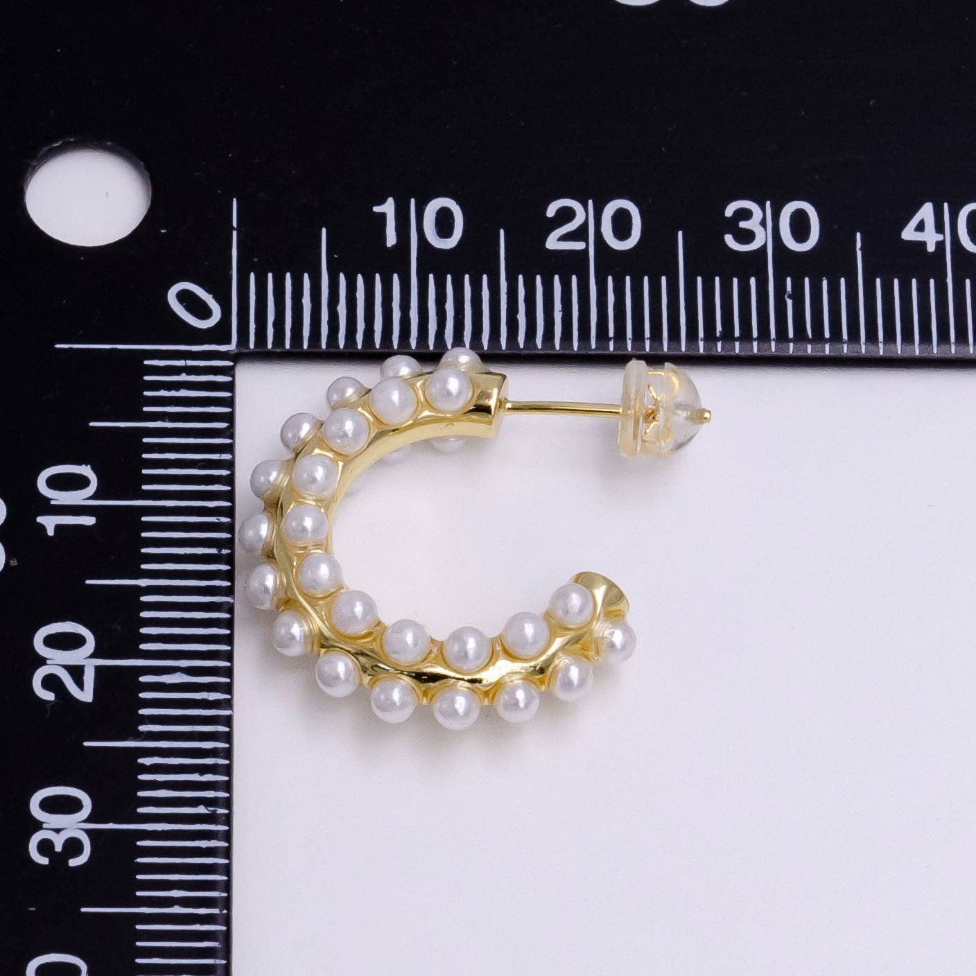 Gold Filled White Pearl Hoop Earrings