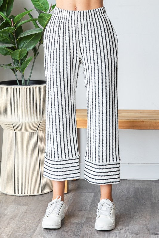Belissa Cream & Black Stripe Jacquard Matching Set