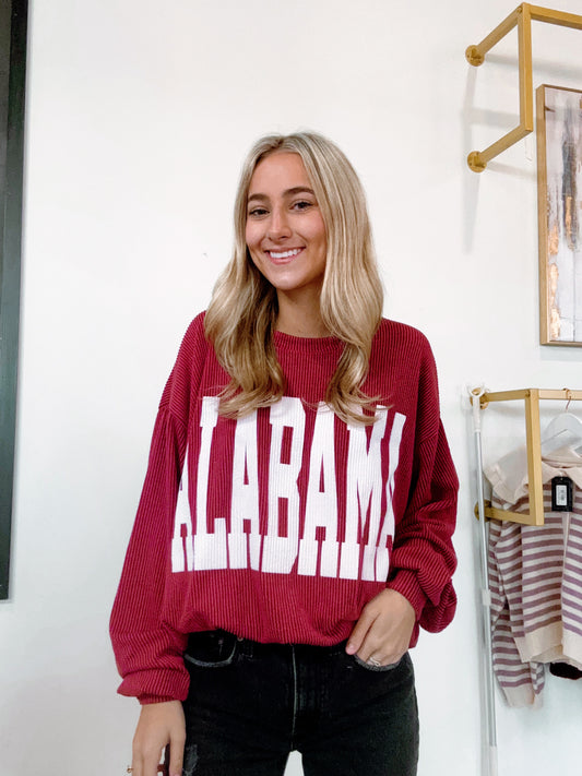 Alabama Corded Sweatshirt Crimson