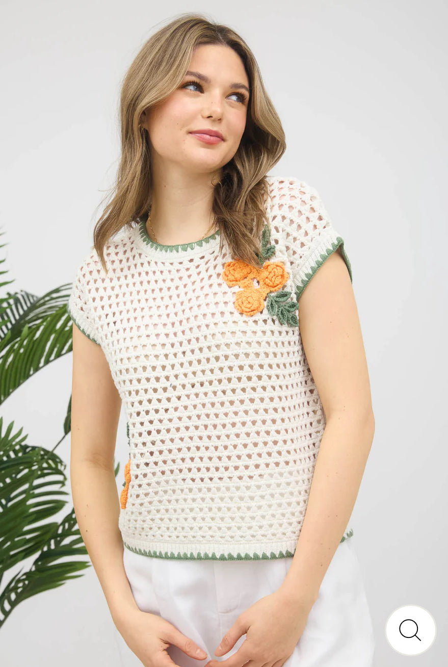Hanlee Crotchet Flower Top