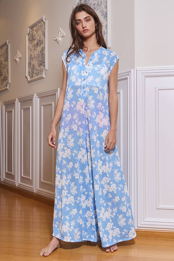 Bucketlist Wide Leg Floral Print Jumpsuit