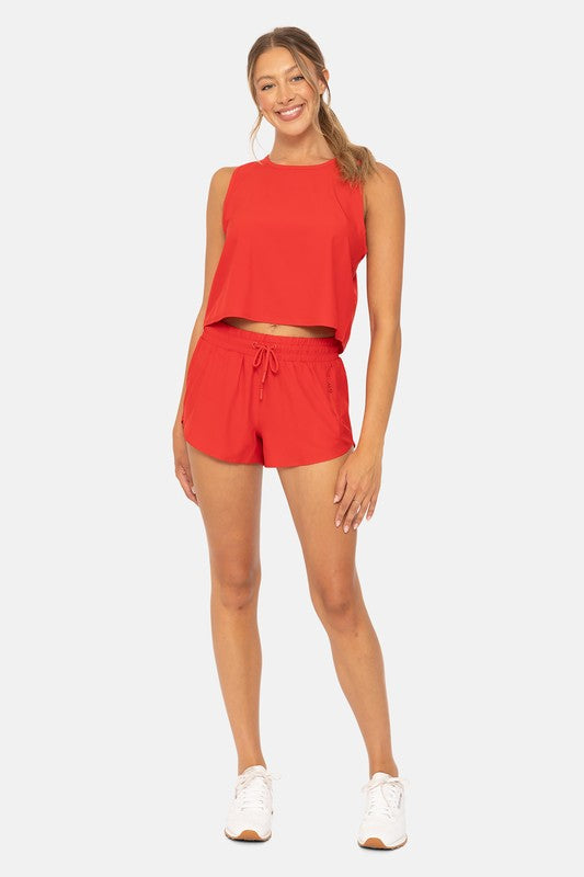 Chicease Drawcord Mini Athletic Shorts in Cherry