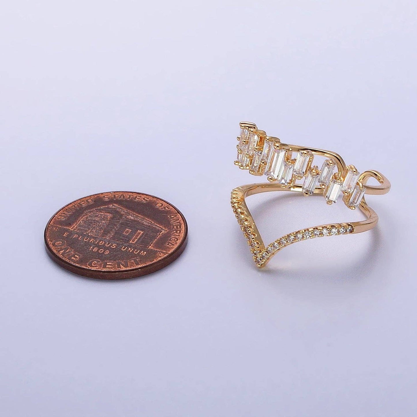 Gold Plated Curve Baguette Ring