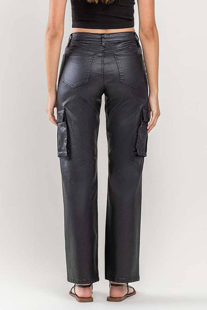 Vervet HIGH RISE 90'S COATED ANKLE CROP CARGO DAD JEANS