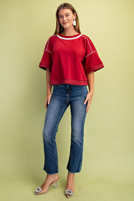 Crimson & White Short Sleeve Sweatshirt