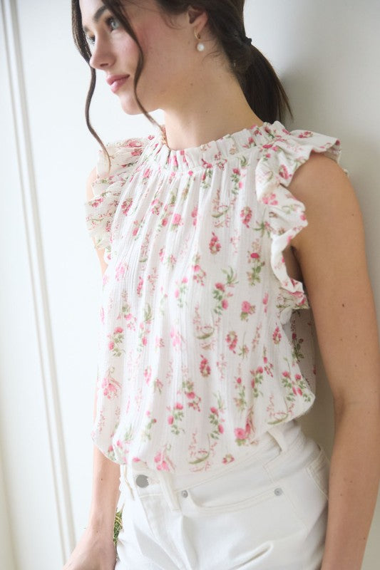 Maylee Floral Flutter Sleeve Top