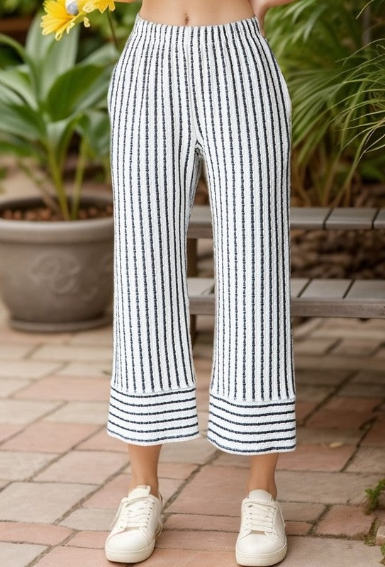 Belissa Cream & Black Stripe Jacquard Matching Set