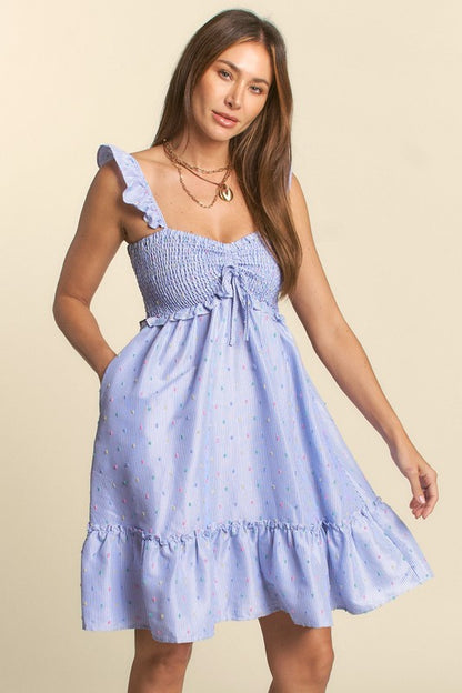 Jenessa Stripe & Embroidery Dress