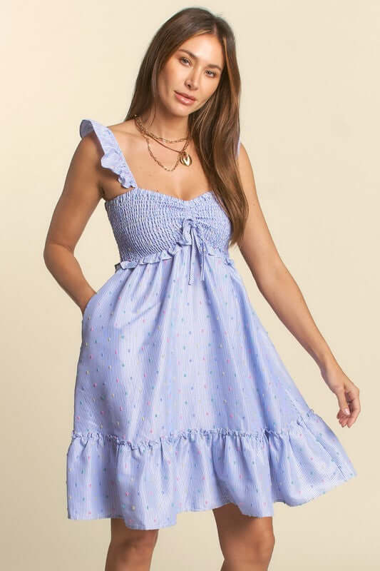 Jenessa Stripe & Embroidery Dress