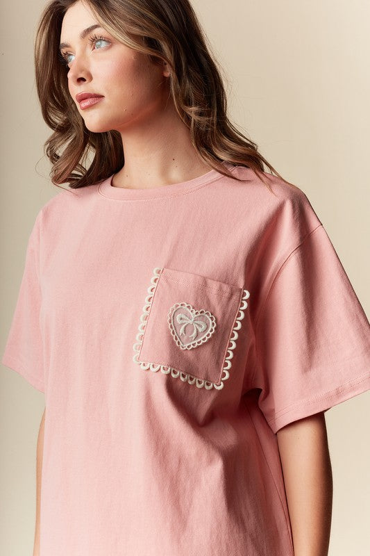 Ada Bow Oversized Pocket T-Shirt
