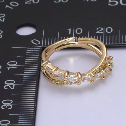 16K Gold Filled Stacking Double Band Adjustable Ring