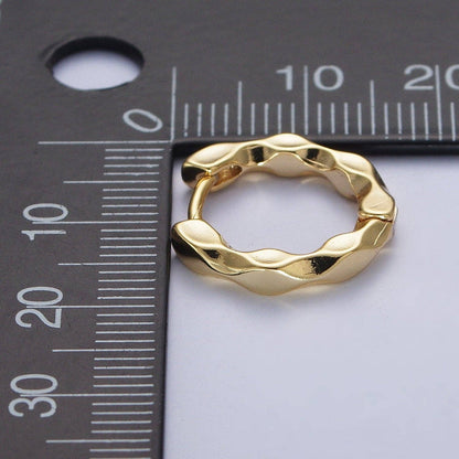 Flat Twist Geometric Gold Huggie Hoops Earrings
