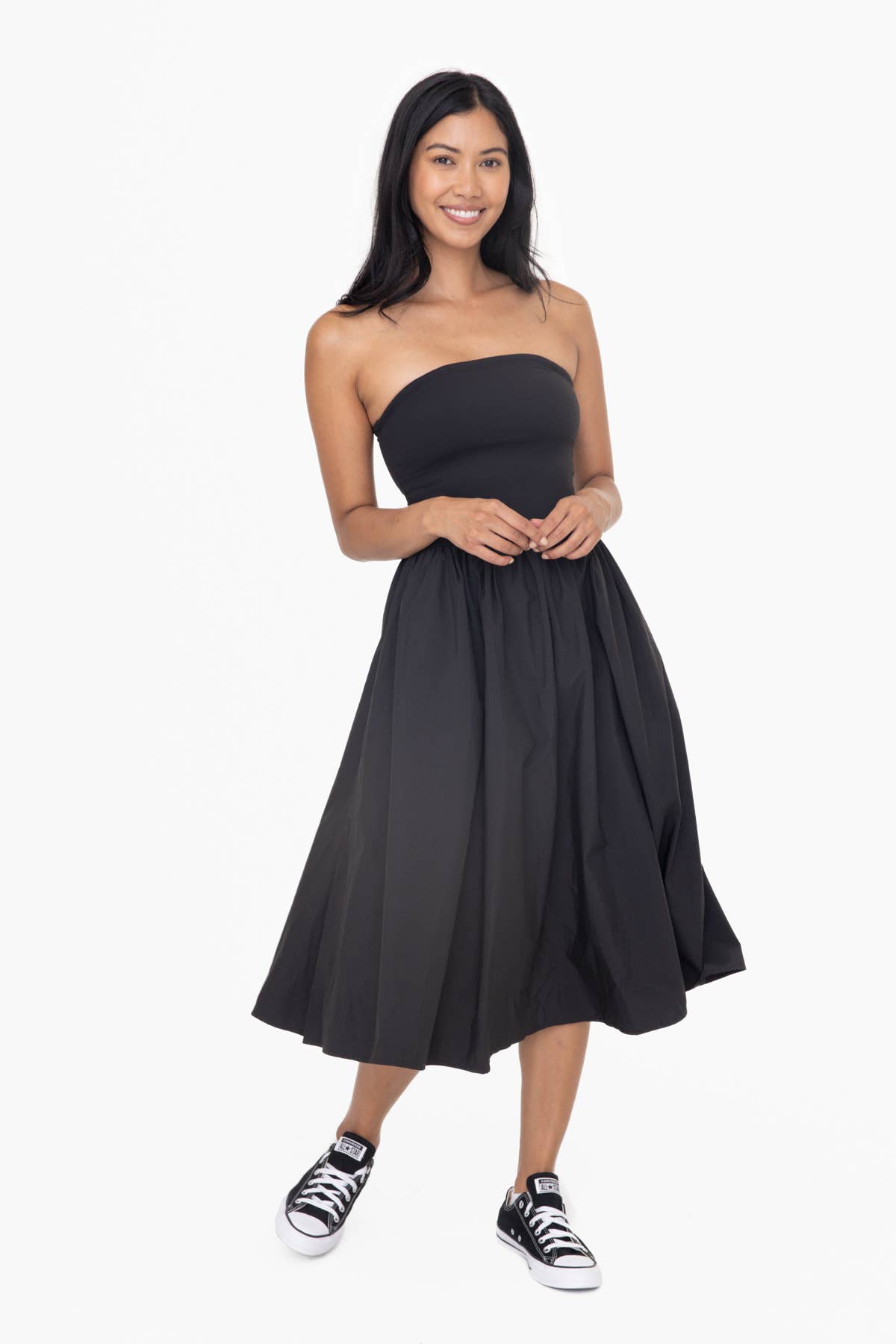 Strapless Flared Midi Dress