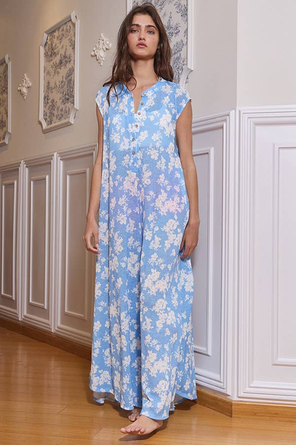 Bucketlist Wide Leg Floral Print Jumpsuit