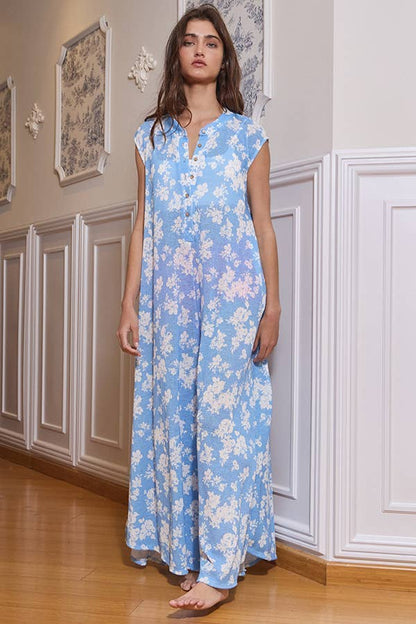 Bucketlist Wide Leg Floral Print Jumpsuit