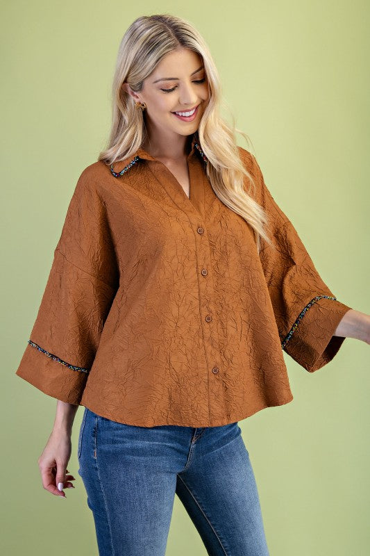Jana 3/4 Sleeve Top in Mocha