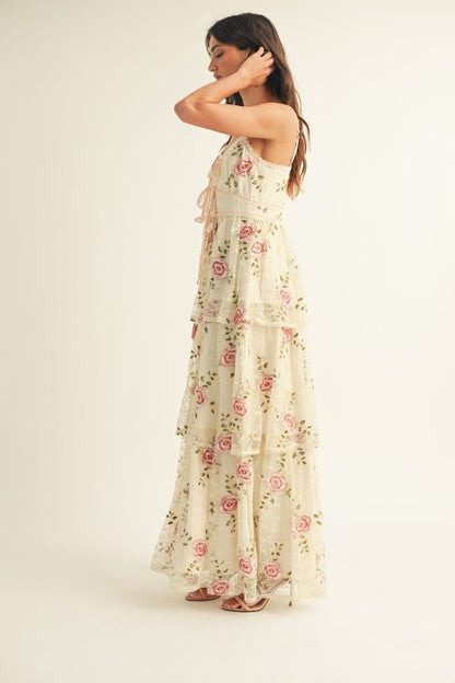 Rosalee Tiered Embroidered LACE Midi Dress