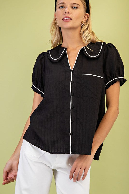 Dacia Ruffle Trimmed Peter Pan Collar Blouse