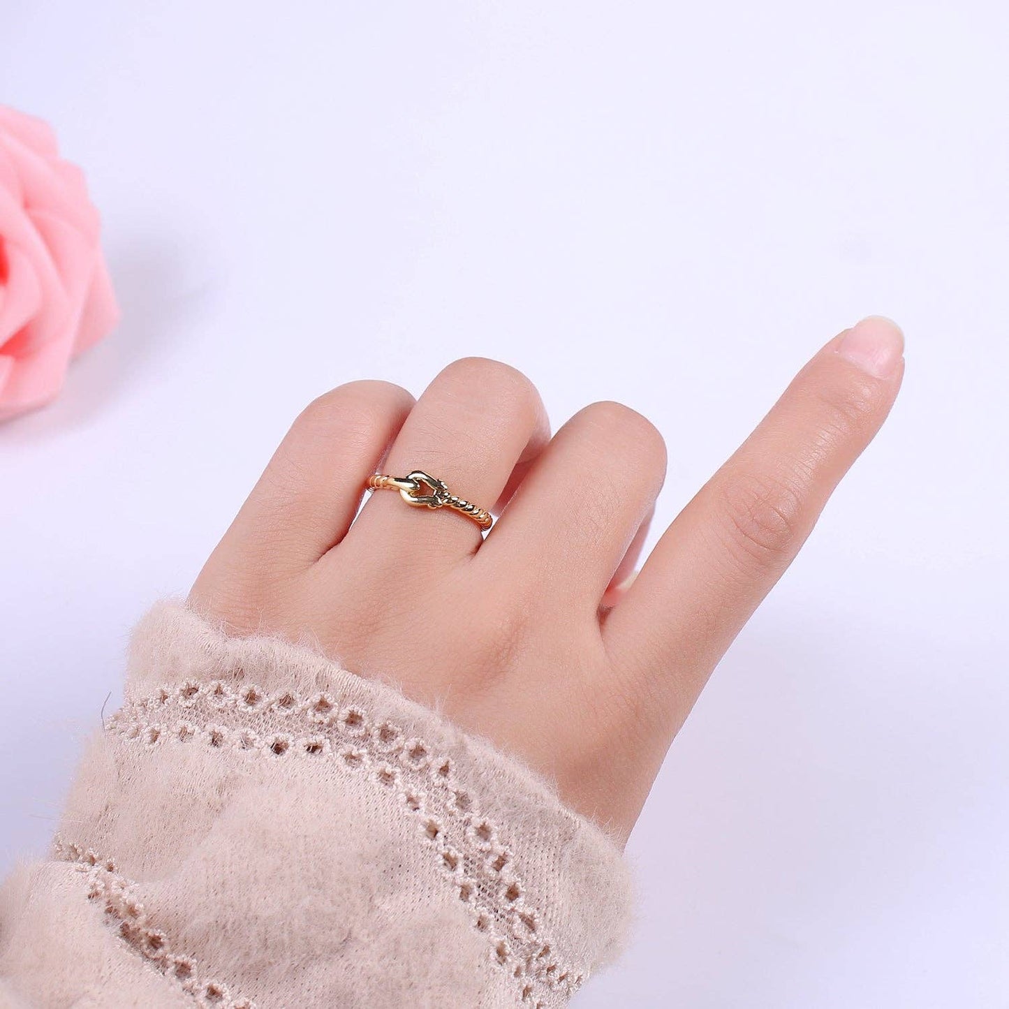 Twisted Belt Ring Band Dainty Ring