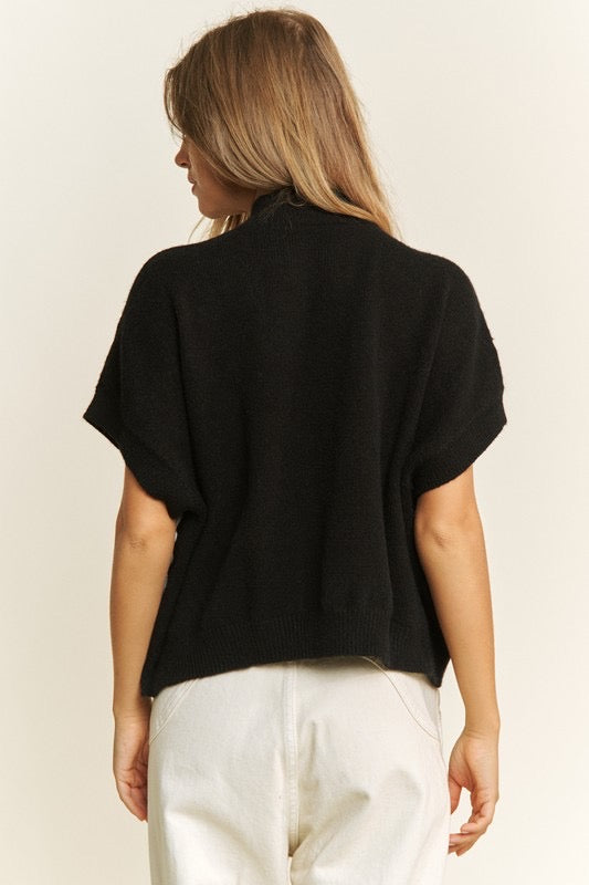 Melissa Flower Embroidered Top in Black