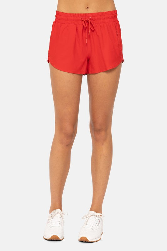 Chicease Drawcord Mini Athletic Shorts in Cherry