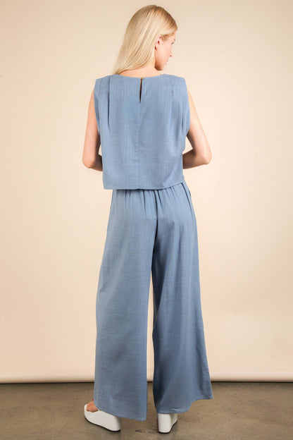 Dani Solid Woven Top & Pants Set