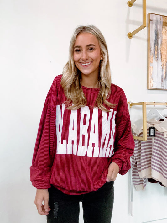 Alabama Corded Sweatshirt Crimson