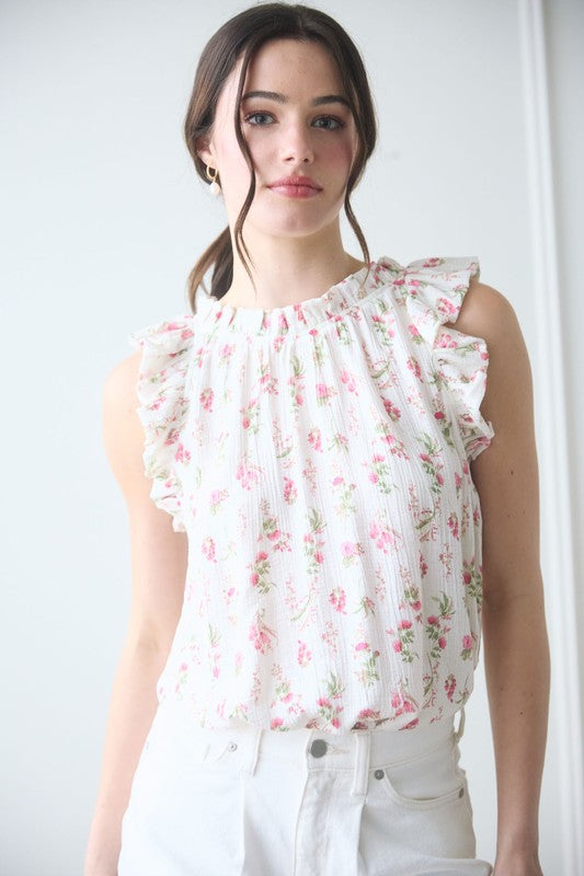 Maylee Floral Flutter Sleeve Top