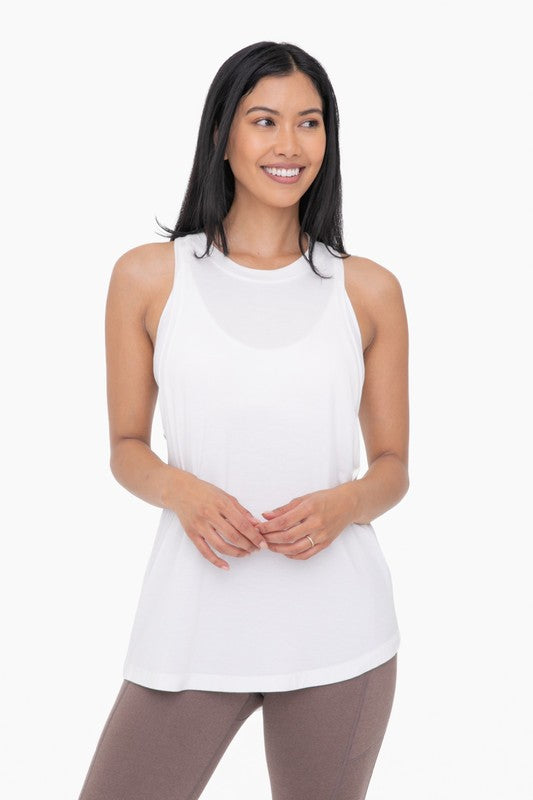 Corine Curved Hem Active Tank in White