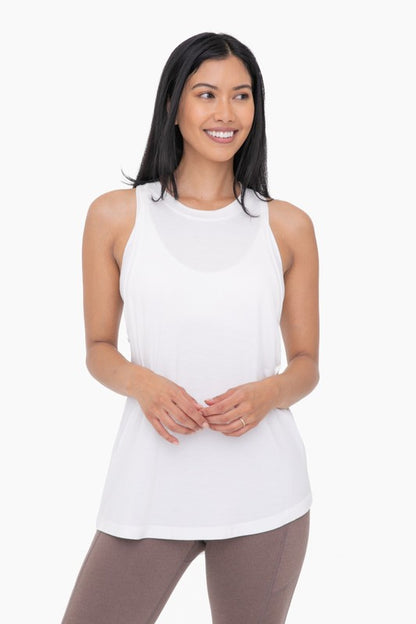 Corine Curved Hem Active Tank in White