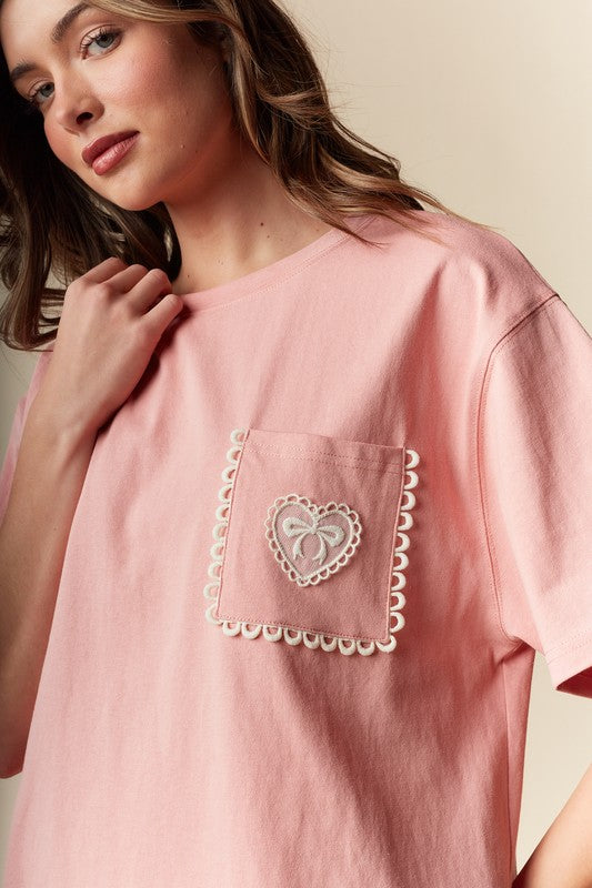 Ada Bow Oversized Pocket T-Shirt
