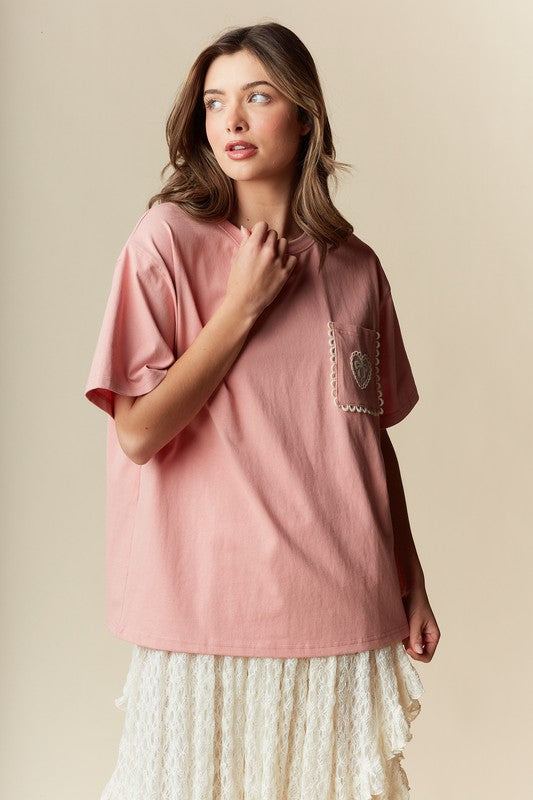 Ada Bow Oversized Pocket T-Shirt