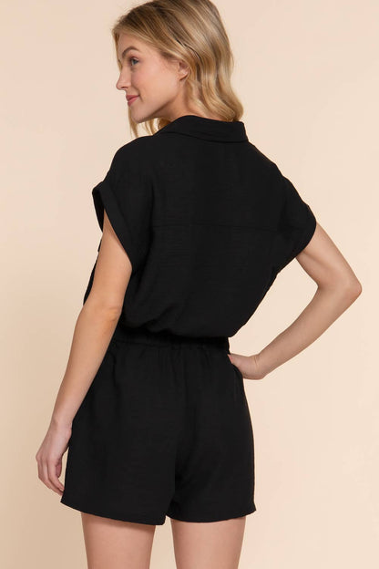Dolman Short Sleeve Shirt & Shorts Linen Effect Set