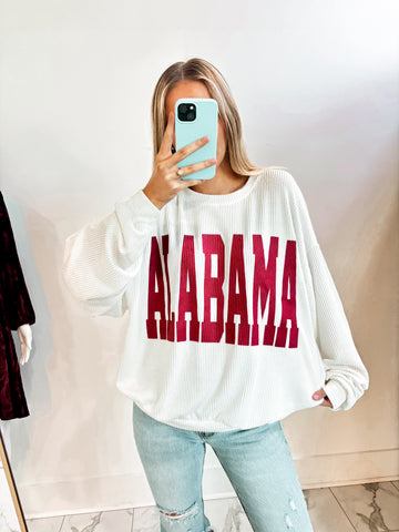 Alabama Corded Sweatshirt White